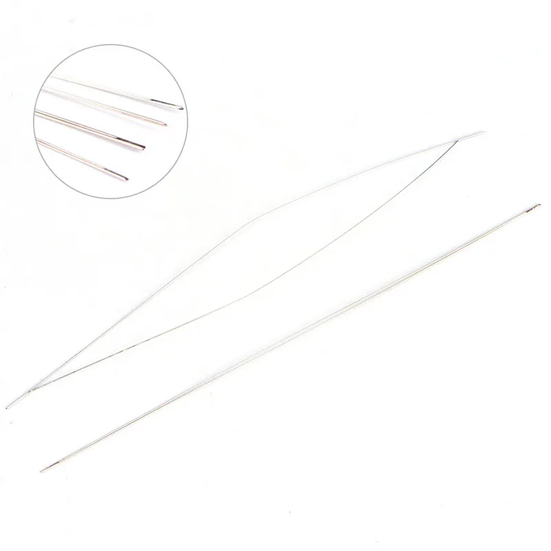 

5PCS 102mm/114mm/127mm Big Eye Curved Beading Needles Threading String Cord Easy Jewelry Making Tools Dull Silver Color