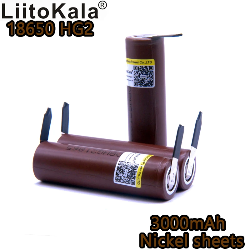 Оригинальный перезаряжаемый аккумулятор LiitoKala 18650 hg2 3000 мАч 20a для шуруповерта 3 6 в