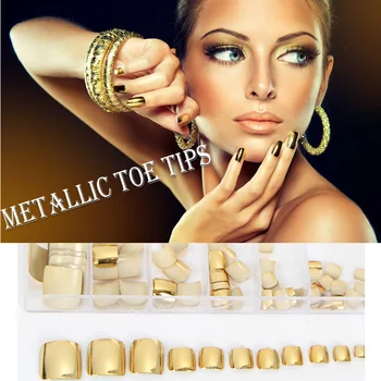 

Free Shipping Metal Toe Tips Full Cover Nail Tips UV Gel Toe Nails Fasle Toe Tips Acrylic Toe Tips Artificial Nails