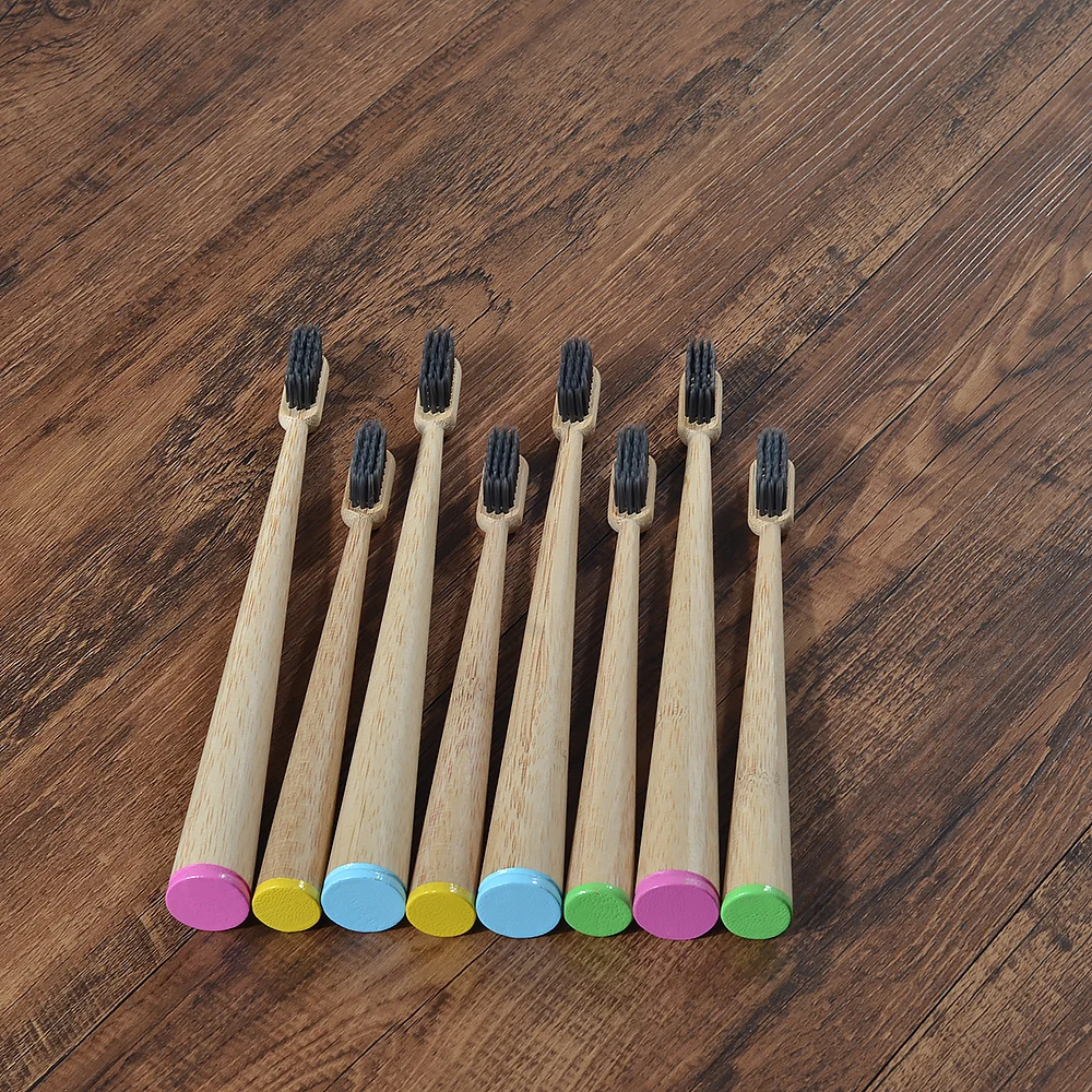 Nouveau brosse à dents en fiber de bambou brosse à dents Parent-enfant paquet de 2 poils souples brosse à dents brosse à dents naturelle une dent bambou