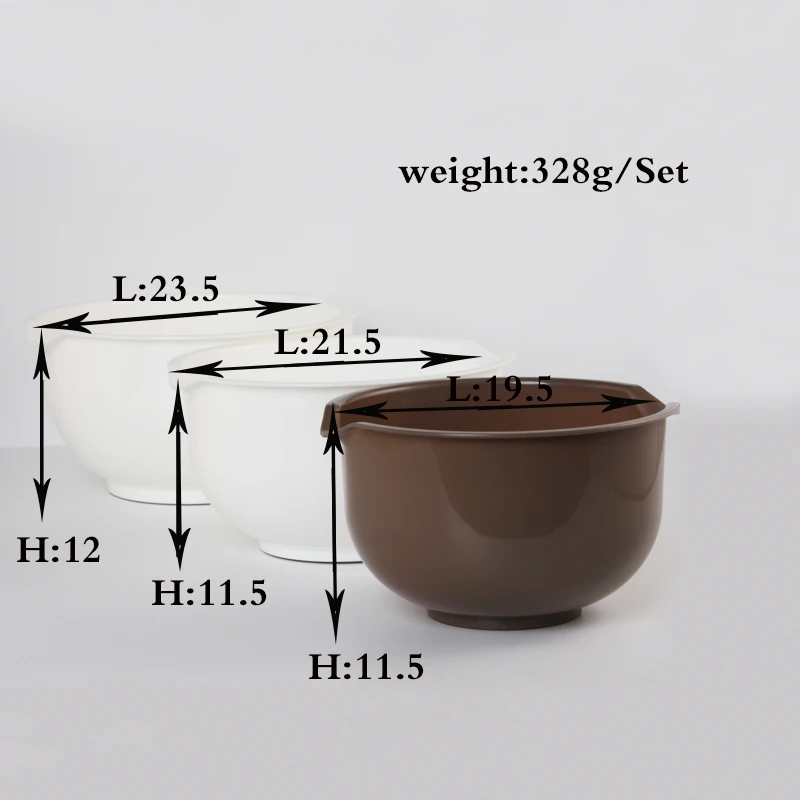 Набор из 3 предметов для смешивания в пластиковой пищевой пластиковой миске для DIY выпечки инструментов
