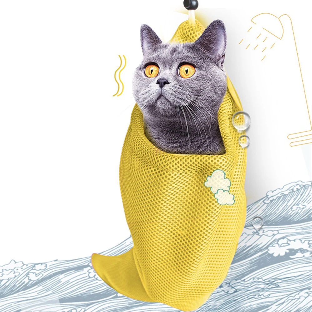 

5Colors Cat Thicken Mesh Fabric Bathing Grooming Bag Dog Cleaning No Scratching Biting Restraint Nail Trimming Inject Examing