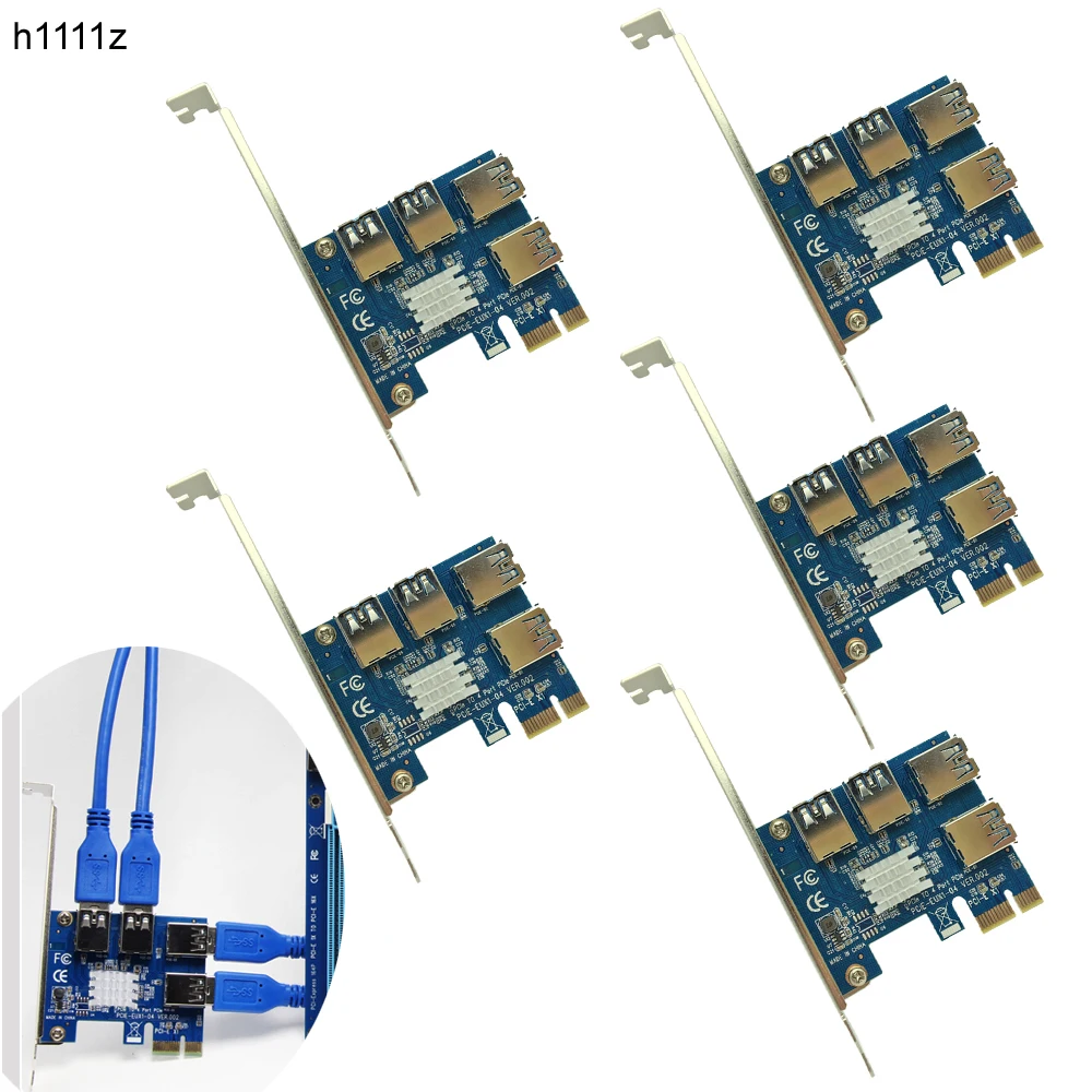 

Райзер-карта PCI-E 1X на внешний слот 4 PCI-E, 5 шт.