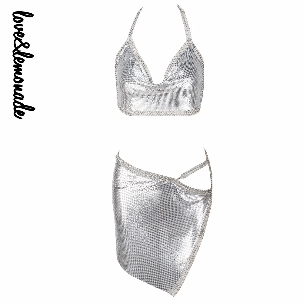 

Love&Lemonade Silver Cut Out Metal Material Two-Pieces Sets LM0130