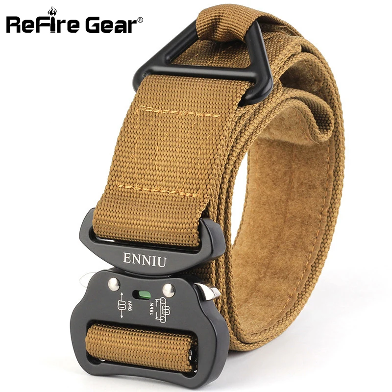 

ReFire Gear Military Quick Release Tactical Belt Men SWAT US Combat Army Belts Heavy Duty Webbing Nylon Riggers Waist Belt 4.3cm