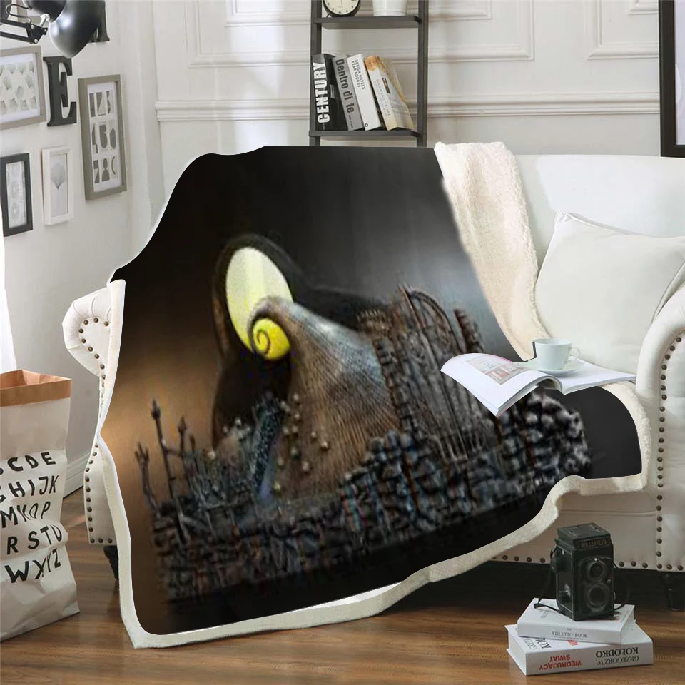 

Custom Print Flannel Throw Blanket Lightweight Cozy Bed Sofa Blankets Super Soft Fabric The Nightmare Before Christmas