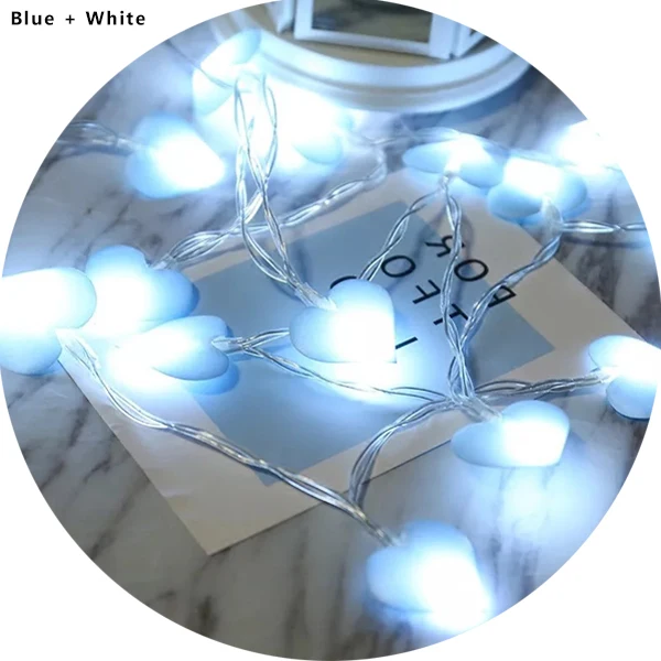 3 м 20 светодиодный Love Heart shaped Фея светильник с батарейным питанием Романтический декоративные настольные лампы для свадебной и детской комнаты рождественский ночной Светильник - Испускаемый цвет: Blue white