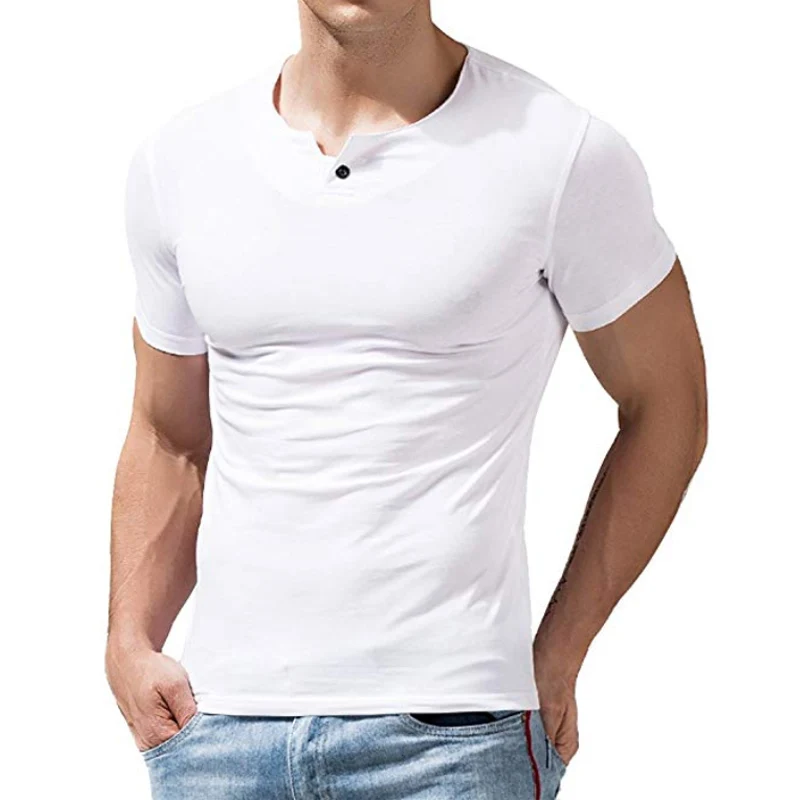 MUSCLE ALIVE Мужская футболка Хенли приталенная рубашка с рукавом для мужчин приталенные рубашки хлопок Повседневная футболка для бодибилдинга фитнеса - Цвет: White