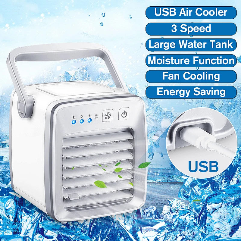 

USB 3 Speeds Portable Mini Cooler Air Conditioner Device Cooling Fan Personal Space Refrigeration Humidification Purification