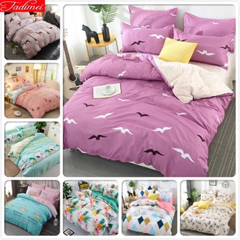 

Purple Soft Cotton Bedclothes 3pcs/4pcs Bedding Set Kids Bed Linens Single Twin Queen King Size Duvet Cover 150x220 180x220 2.2m