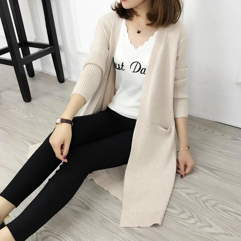 Women Autumn Open Stitch Cardigan 7 Colors Available Knitted High Quality Ladies Outwear Sweater Long Cardigans