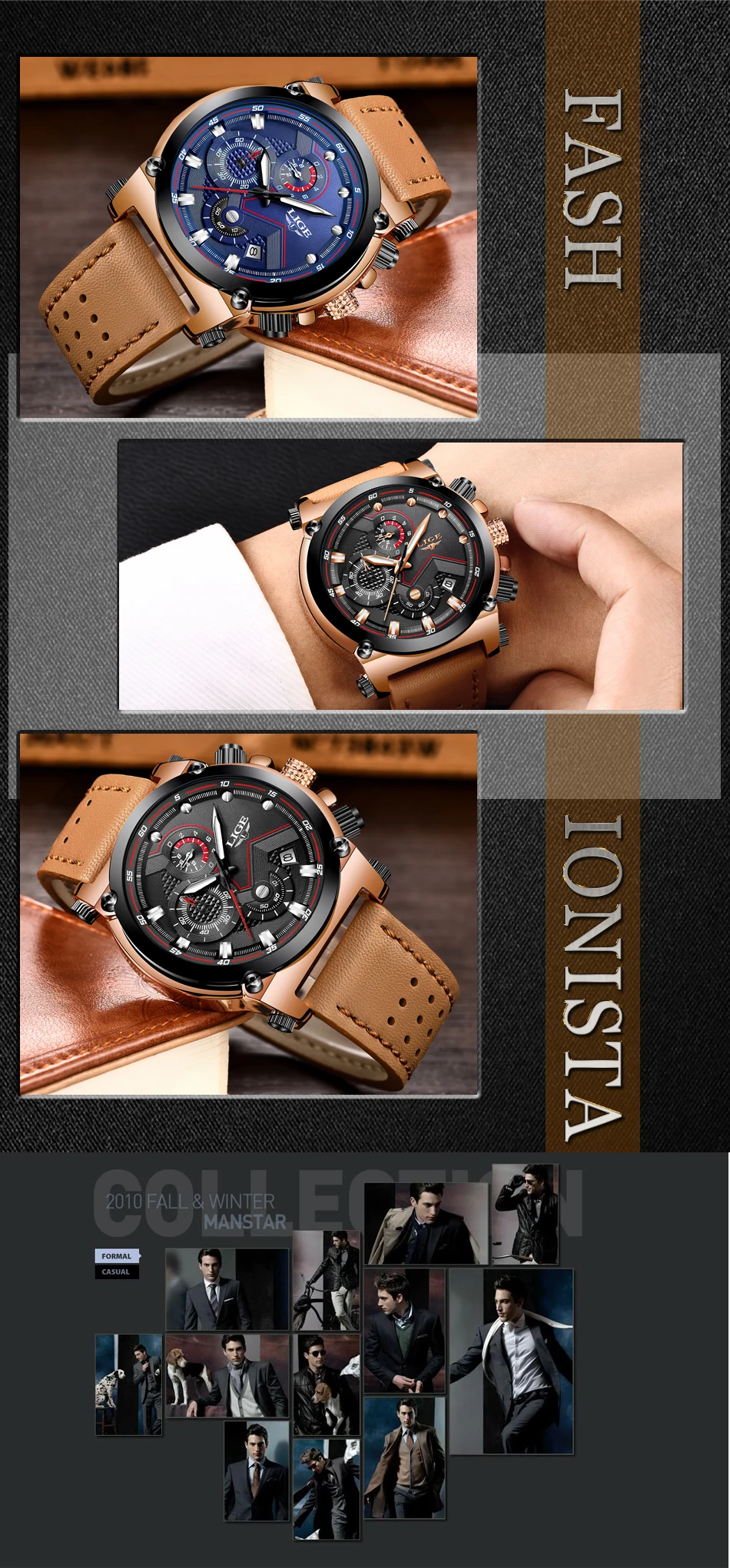 LIGE мужские спортивные часы лучший бренд класса люкс повседневные кварцевые часы мужские натуральные кожаные военные водонепроницаемые наручные часы Relogio Masculino