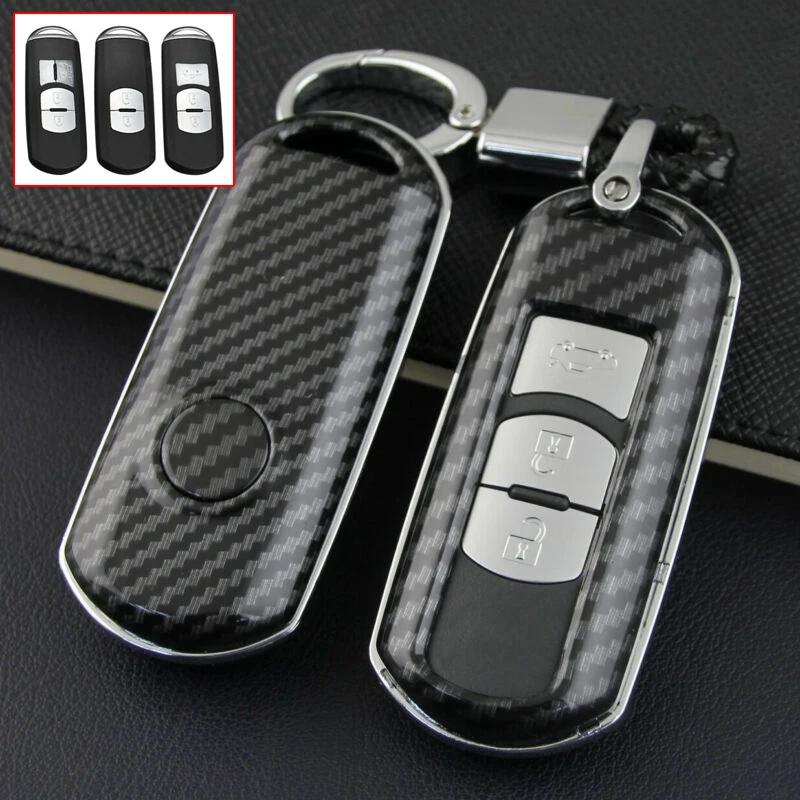 

1pc Car Key Case Protective Cover Keychain For Mazda MX-5 ND 2 3 6 CX3 CX5 CX9 MX5 ABS Plastic Carbon Fiber Accessory Tool