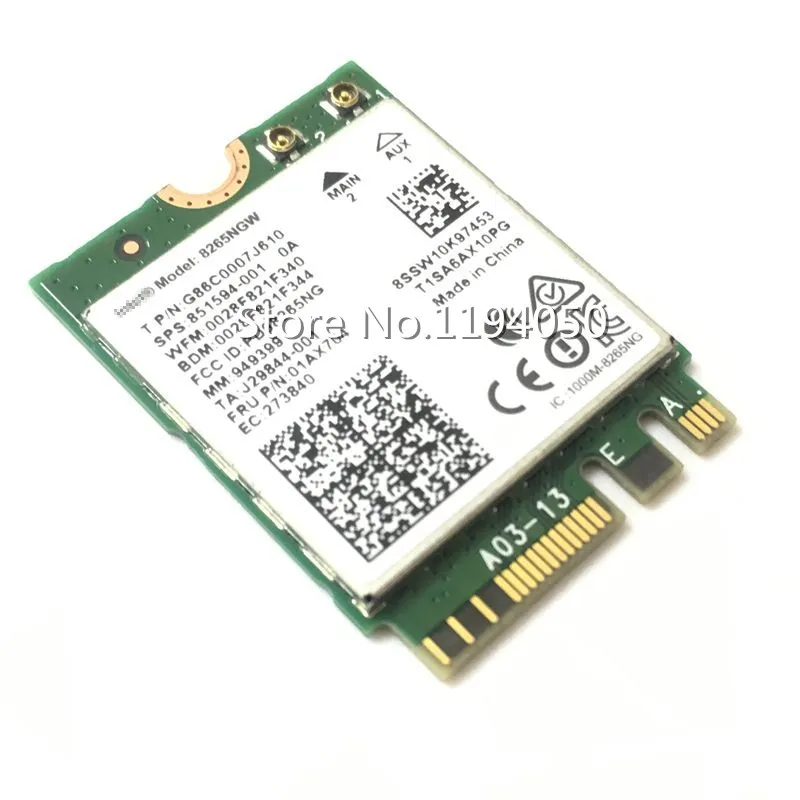 Новый двухдиапазонный Wlan для Intel 8265NGW Wireless AC 8265 NGFF 802.11ac 867 Мбит/с Wi Fi + Bluetooth 4 2 карта