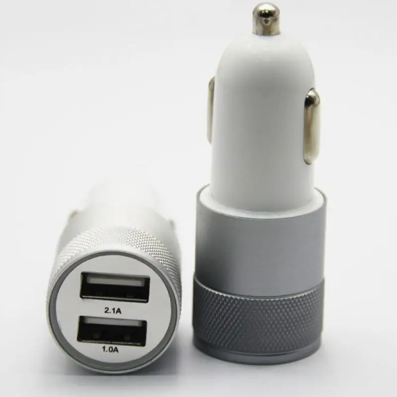 

New Double USB Car Kit Charger Vehicle Alloy Charging Car Cigarette Lighter Chargers For Tablet PC Mobile Phone 12-24V/3.1A
