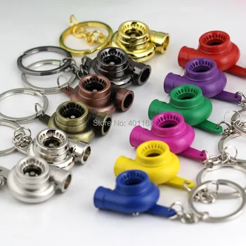 

10Pcs/Lot Turbo Keychain Car Parts Model Sleeve Spinning Turbocharger Key Chain Key Ring Keyfob Keyring