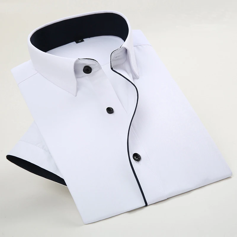 Dress Shirts Men Twill Short Sleeve Business Formal