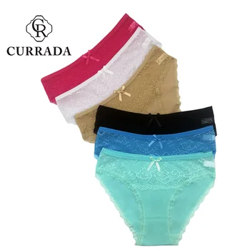 

CURRADA 5pieces/lot sexy lingerie transparent lace underwear women briefs low waiste intimates mujer panties cotton femme panty