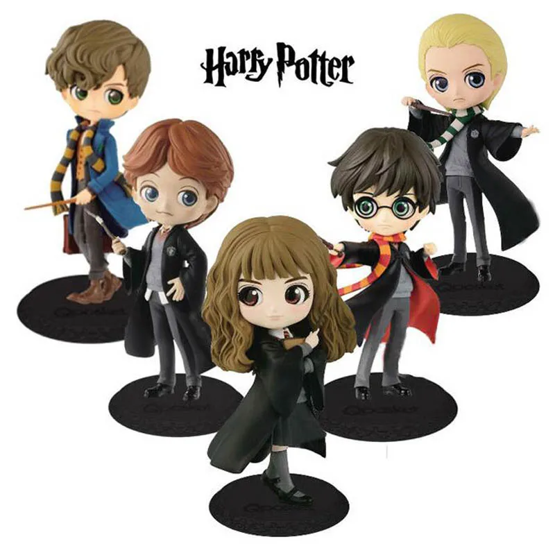 

QPosket Cute Big eyes Harry Potter Ron Weasley Hermione Granger Draco Malfoy Newt Scamander Vinyl Figure Model Toys 15cm