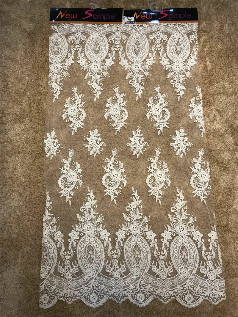 

heavy beaded lace fabric handmade flower luxury french net lace 2018 bridal lace fabric 5yard/lot