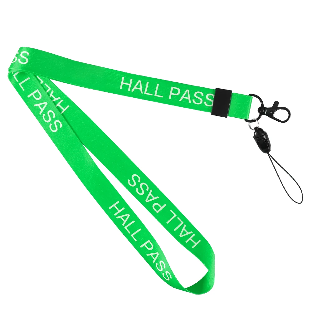 GREEN Hall Pass Lanyards and School Passes Set Keychain Lanyard ID card Holder (5)
