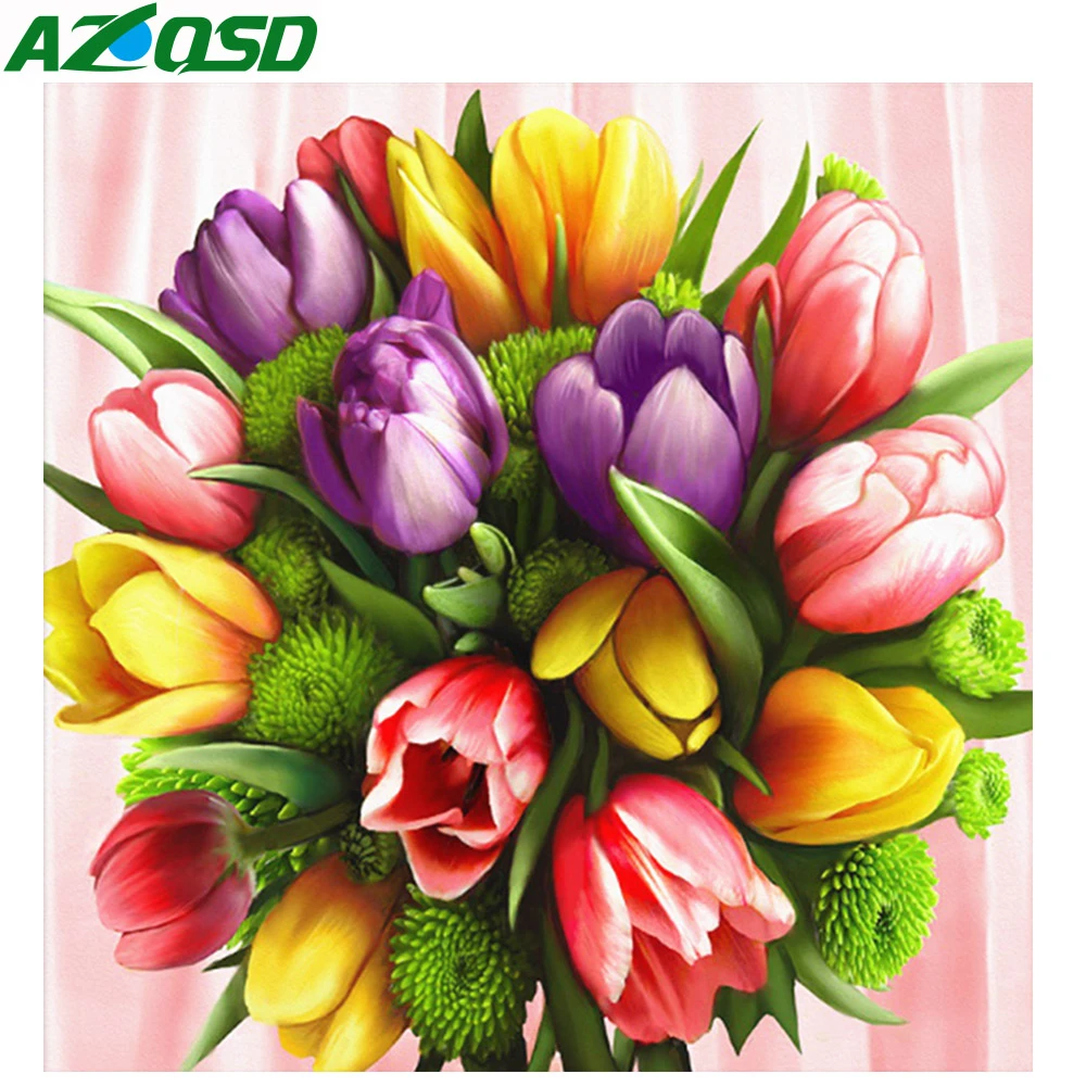 

AZQSD 5D Diamond Embroidery Flowers Handmade Diamond Painting Lily Cross Stitch Full Drill Wall Painting Christmas Gift