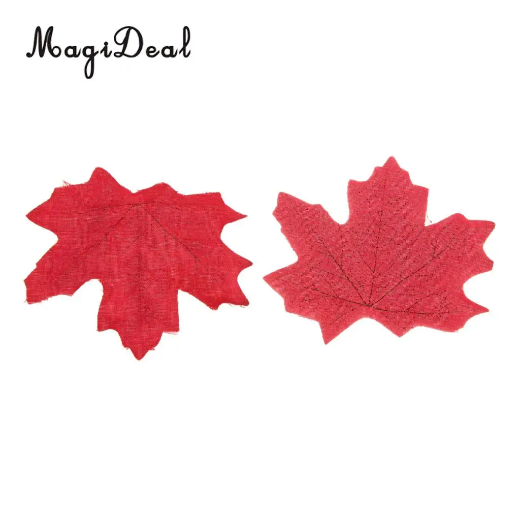 MagiDeal 200 Piece Artificial Maple Leaf Autumn Leaves Stage Props Decor 100x Yellow and 100x Wine Red