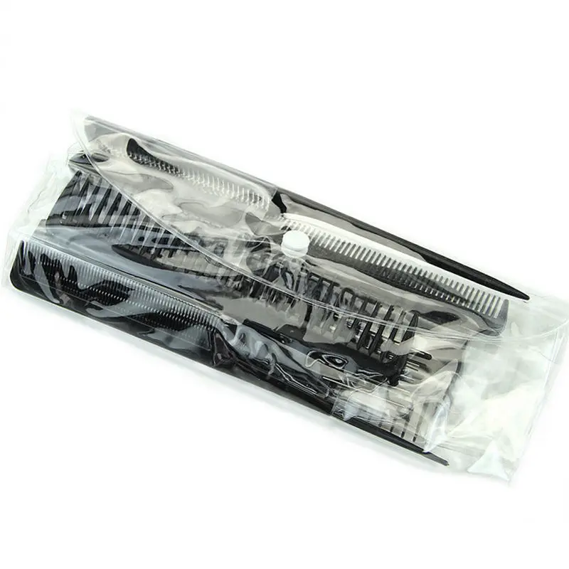 10pcs/set Pro Salon Hair Cut Styling Hairdressing Barbers Combs Brushes with Storage Bag High Quanlity - Black