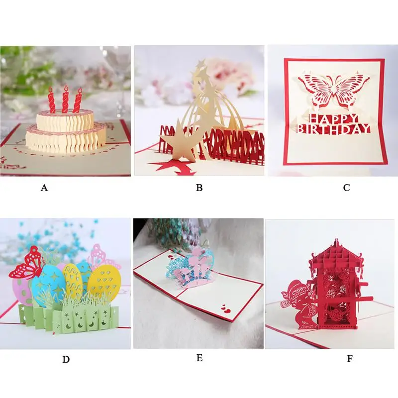 6 styles handmade 3d pop up greeting card handmade happy