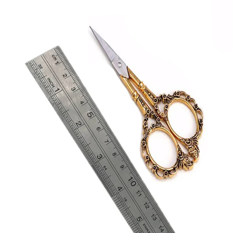 Вышивка Ремесло винтажный крест Европейский ZAKKA ножницы для ткани стежка DIY шитье портной резки ретро классический античный - Цвет: Gold