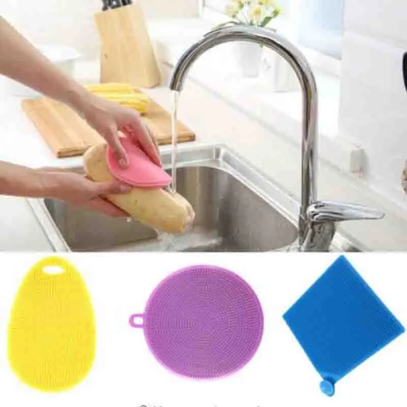 1Pcs Magic Silicone Dish Bowl Cleaning Brushes Scouring Pad Pot Pan