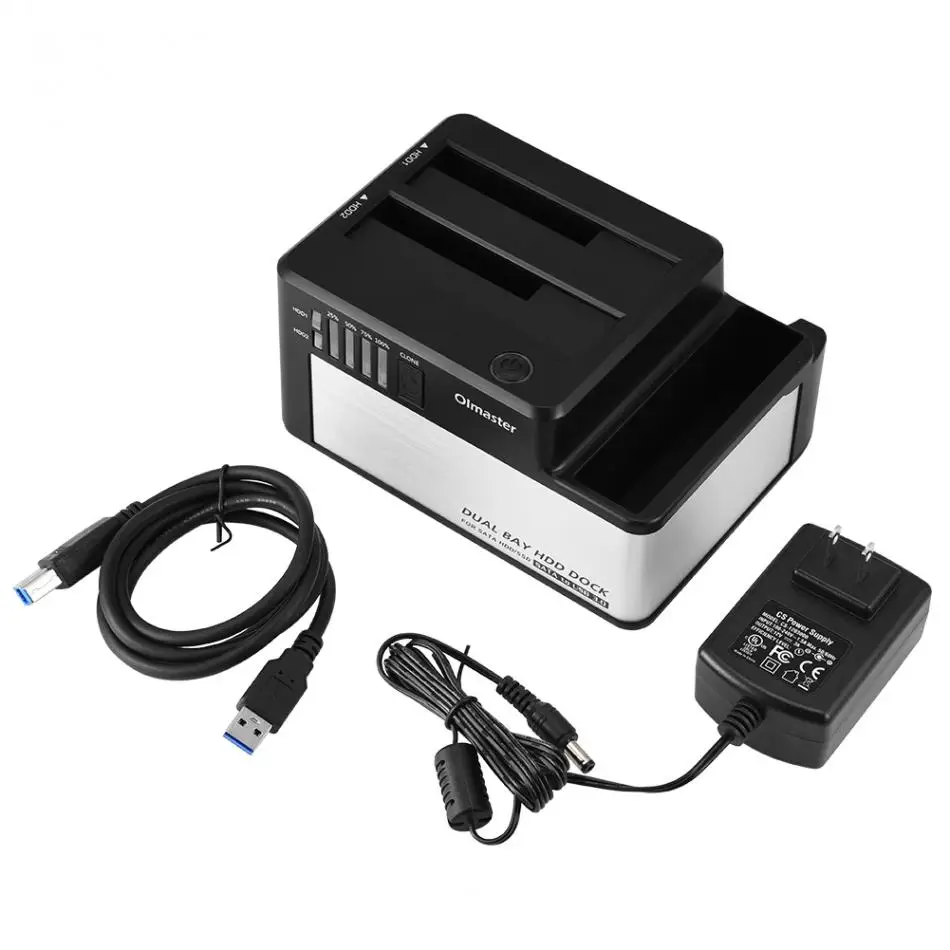 

OImaster 5Gbps USB 3.0 to SATA Dual-Bay 2.5 3.5 Inch HDD SSD Hard Drive Docking Station
