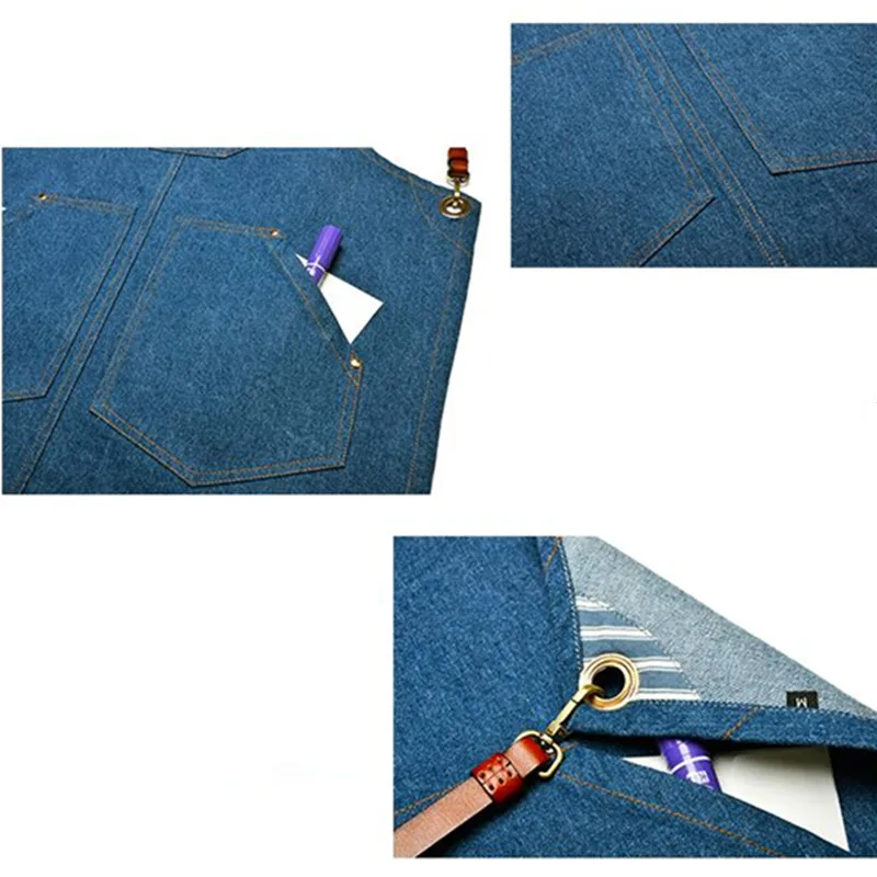 Denim Apron Leather Strap K44-10