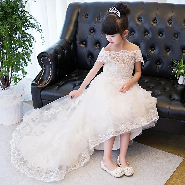 Elegant Sweet Princess Flower Girls For Wedding Prom Party Kids Dress For Girls Luxury Long Embroidery Pierced Lace Dress P59 Elegant Sweet Princess Flower Girls For Wedding Prom Party Kids Dress For Girls Luxury Long Embroidery Pierced Lace Dress P59