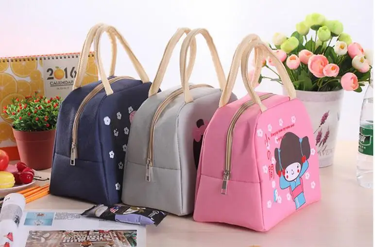 New Cute Girl Lunch Bag Large Package Thicker Thermal Insulation Bag Lunch Box Waterproof Oxford Children Food Lunch Picnic Bag