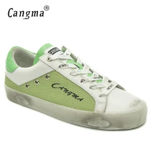 CANGMA/Брендовая женская обувь; зеленая конопляная Классическая обувь для женщин; кроссовки из дышащей натуральной кожи; Новейшая обувь ручной работы на плоской подошве