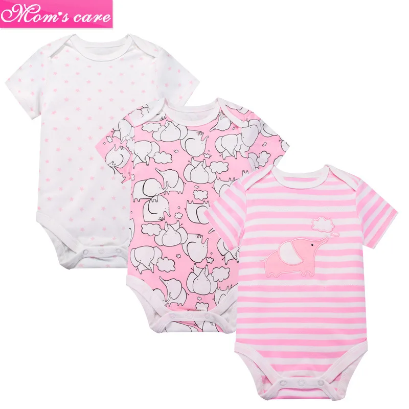 3PCS/LOT Unisex Top Quality Baby Rompers Short Sleeve Cottom O-Neck 0-24M Novel Newborn Boys&Girls  Baby Clothes