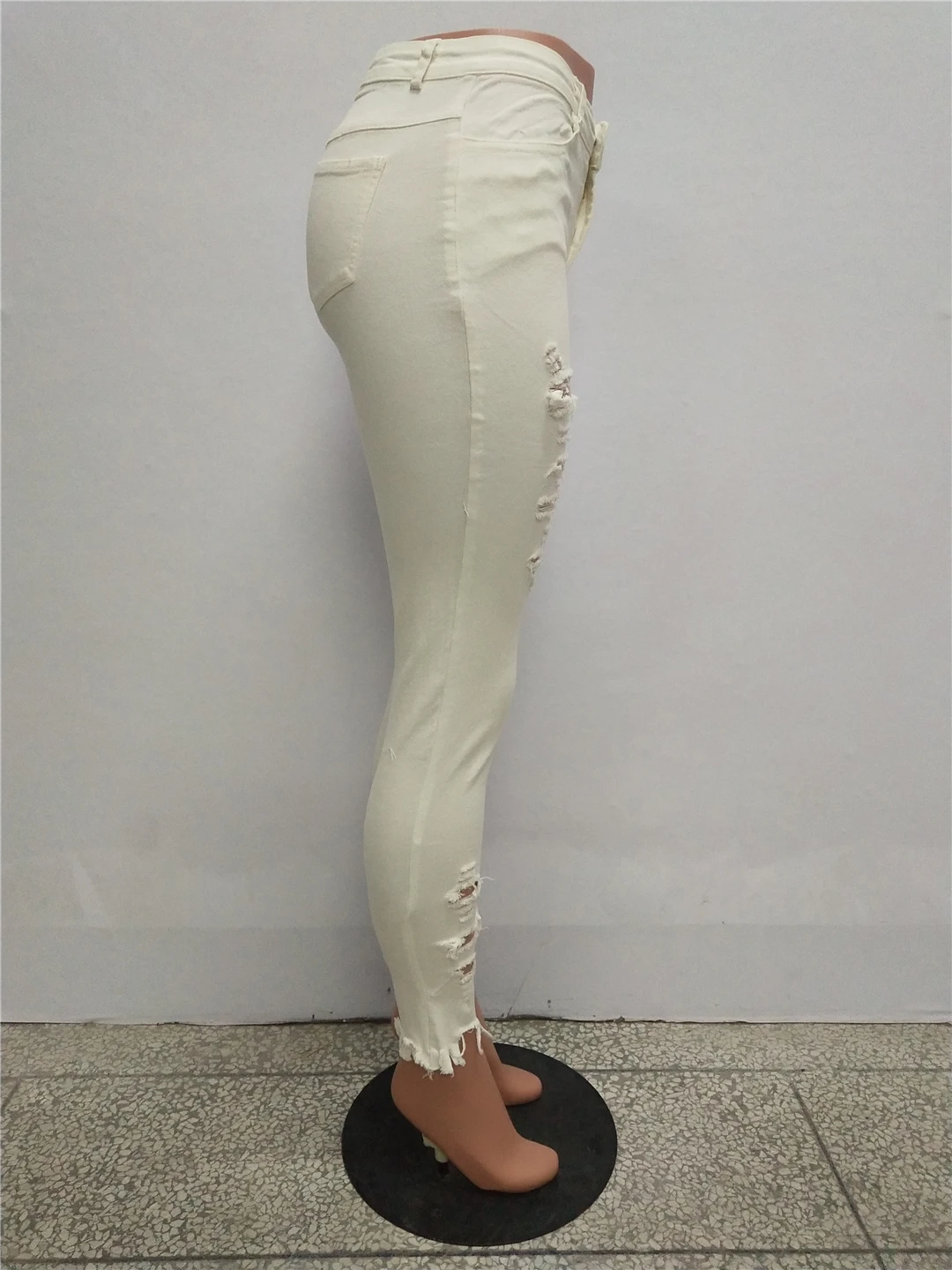 2019 повседневные сексуальные джинсы женские хлопковые с разрезами облегающие джинсовые брюки средняя талия узкие брюки высокий уличный