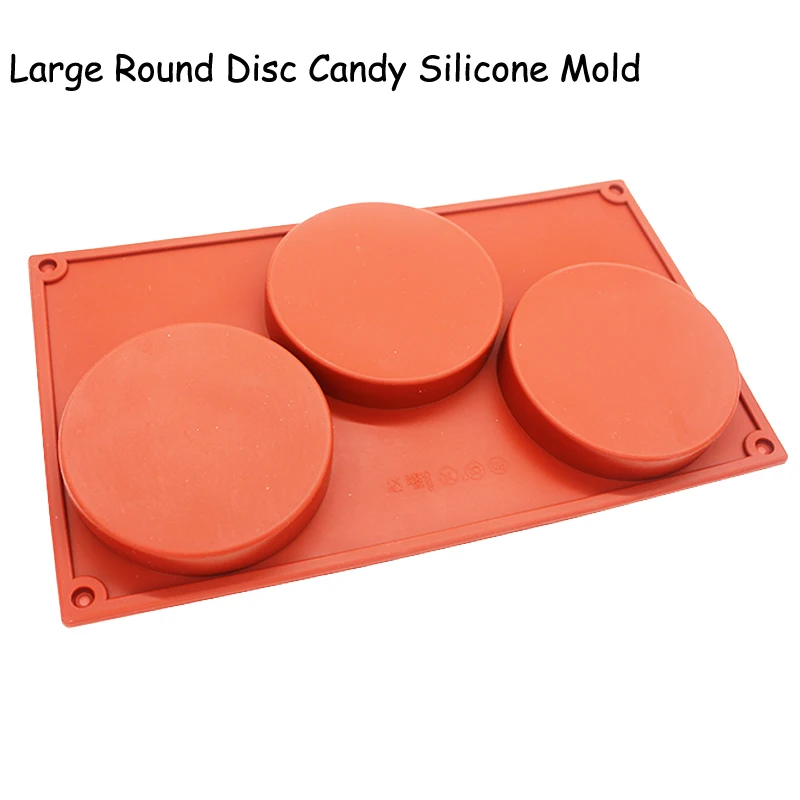 

3D Silicone Candy Mold Large Round Disc Cake Bakeware Fondant Mold Cylinder Silicone Pudding Cake Baking Mould 3 Cavity