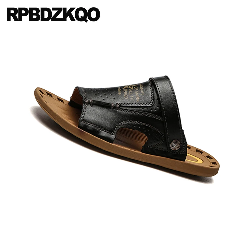 Dos Livre À Praia Brown 2018 Couro Verão D'água red Ar Homens Suave Prova Desenhista Agua Chinelos De Preto Escorregar Em Sandálias Brown yellow Preto Moda Sapatos Ao Slides qYEZvv