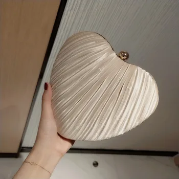 

Fashion Women Bag Heart Shape Day Clutch Purse Handbags Chain Shoulder Lady Evening Bags Phone Key Pocket Bags