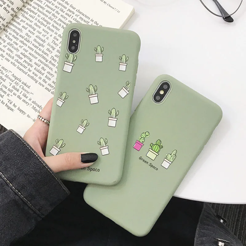 

Moskado Cactus Green Plants Flowers Case For iPhone 7 6 6S 8 Plus XR X XS Max 5 5s SE XS Soft TPU Silicone Phone Case Back Cover