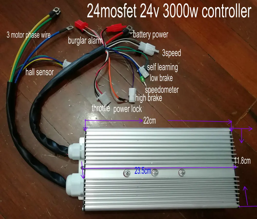 24mosfet BLDC контроллер датчик/бессенсорная 48v60v72v84v1200w1500W2000W3000W Электрический велосипед педаль скутер трехколесный ATV часть внутри