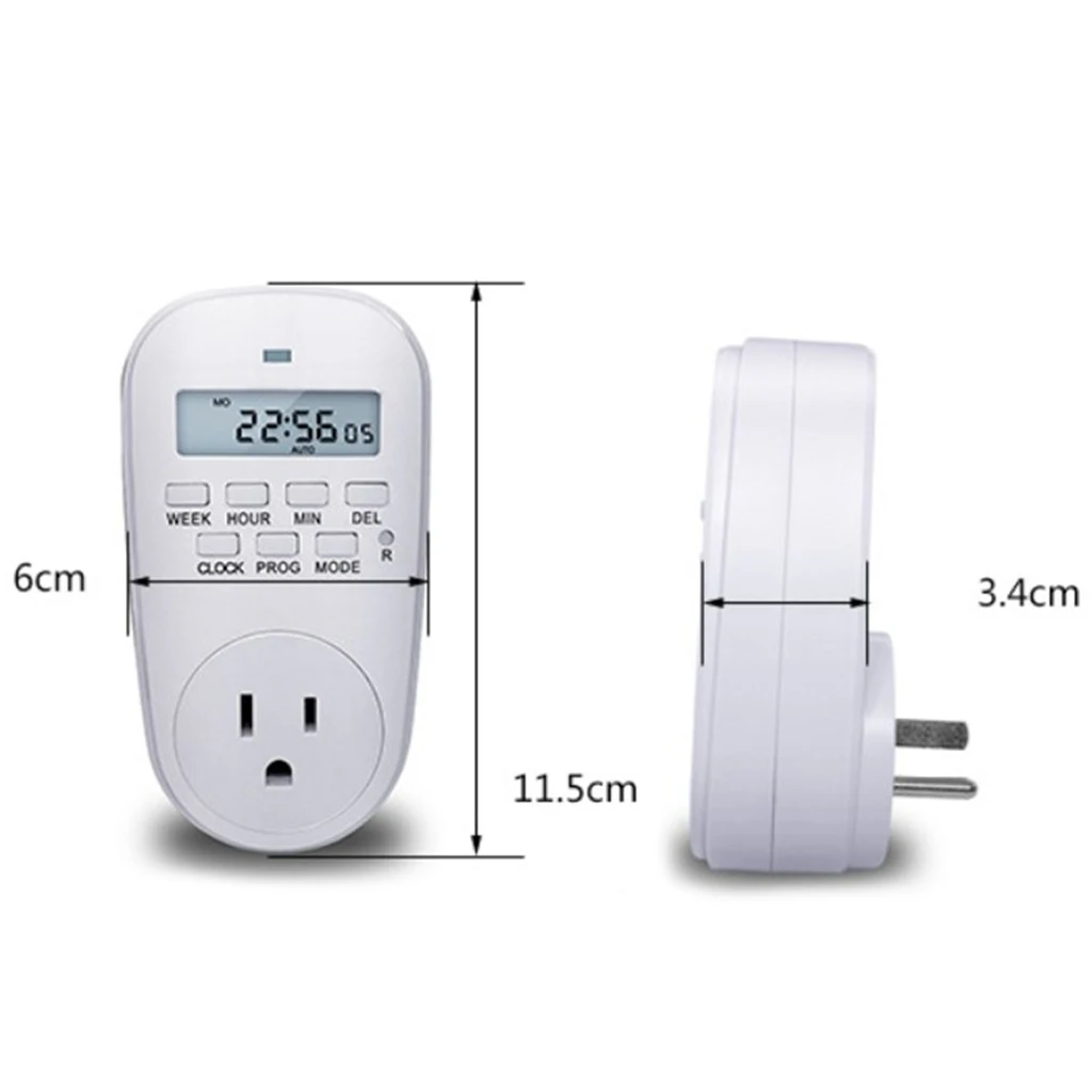 7 Day / 24 Hour Programmable Digital Weekly Light Switch Timer US Plug for Home Appliance Electrical Outlet Socket