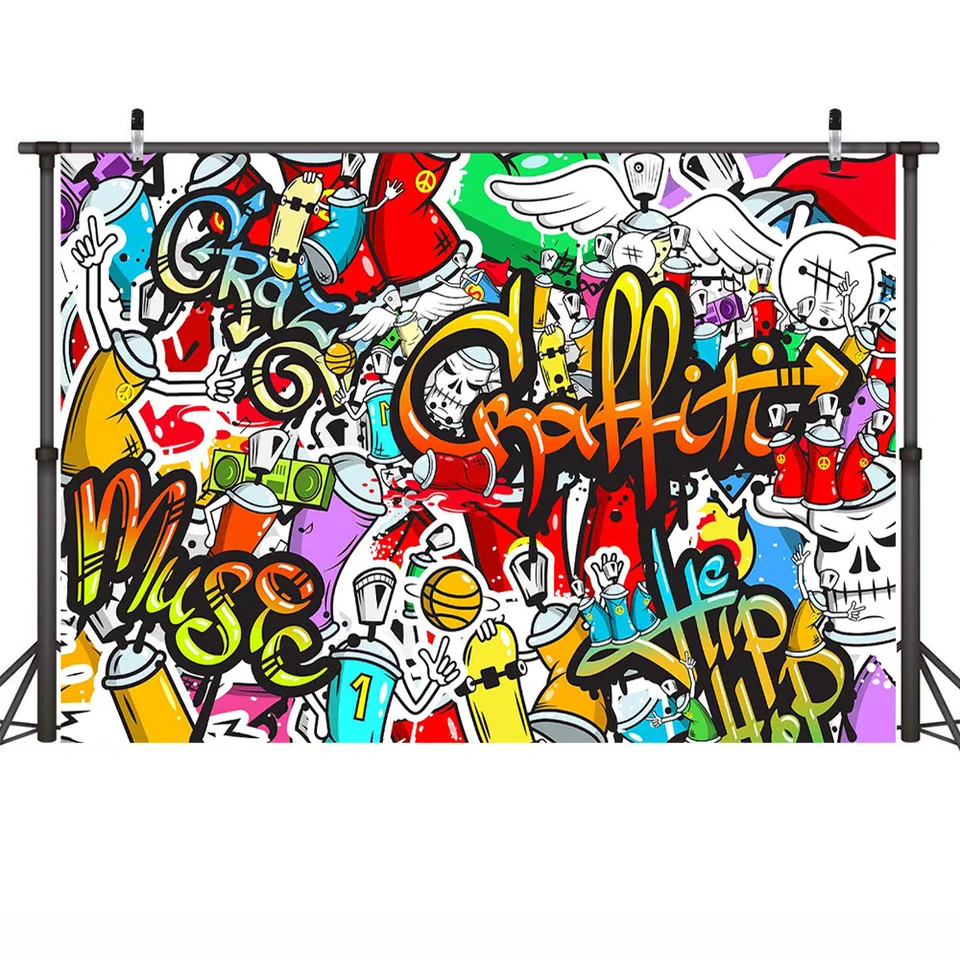 Hip Hop Backdrop 80s Theme Party Decoration Selfie Background