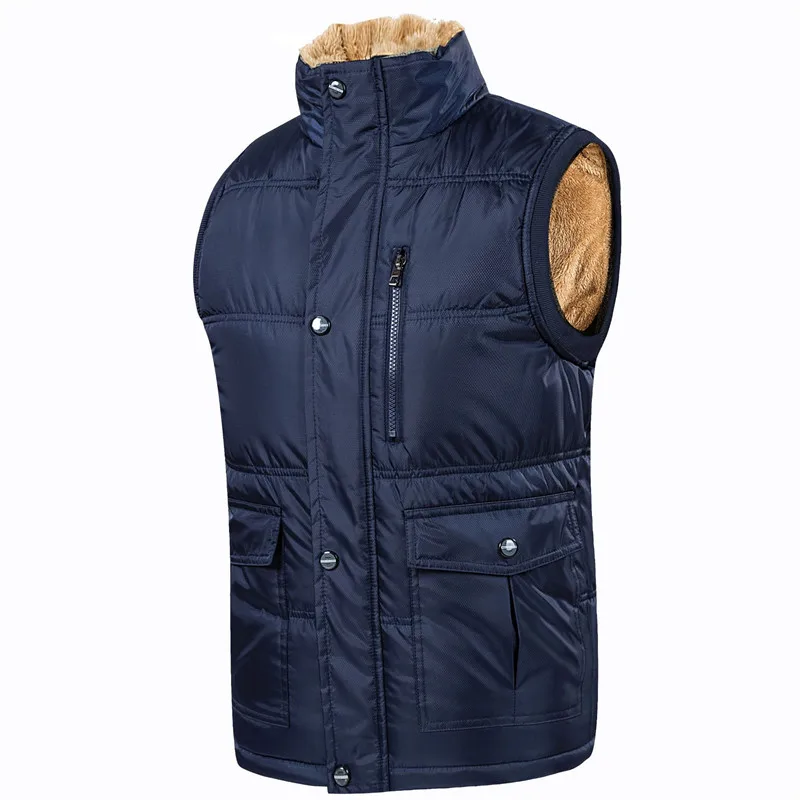 blue Новинка, осенне-зимнее Мужское пальто, теплая куртка без рукавов, повседневный мужской жилет, флисовый плюс бархатный жилет, большой размер 6XL 7XL - Цвет: blue