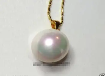 

Hot sale new Style >>>>>Super rare big 20mm round sea white shell pearl pendant necklace