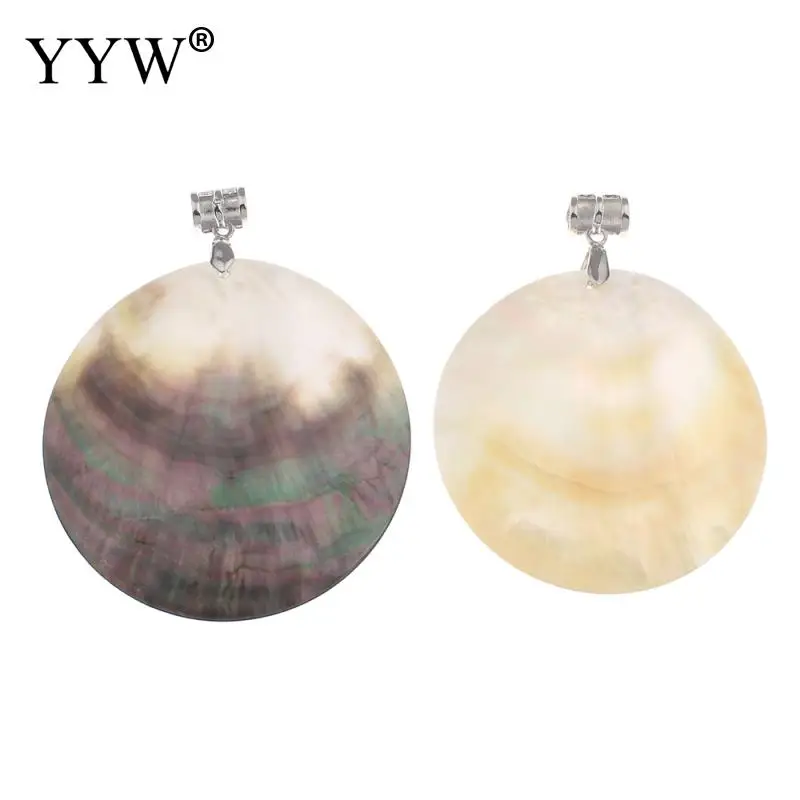 

YYW Vintage Natural White Black Mother of Pearl Shell Pendants Flat Round Abalone Shell Pendants Charms Jewelry Making