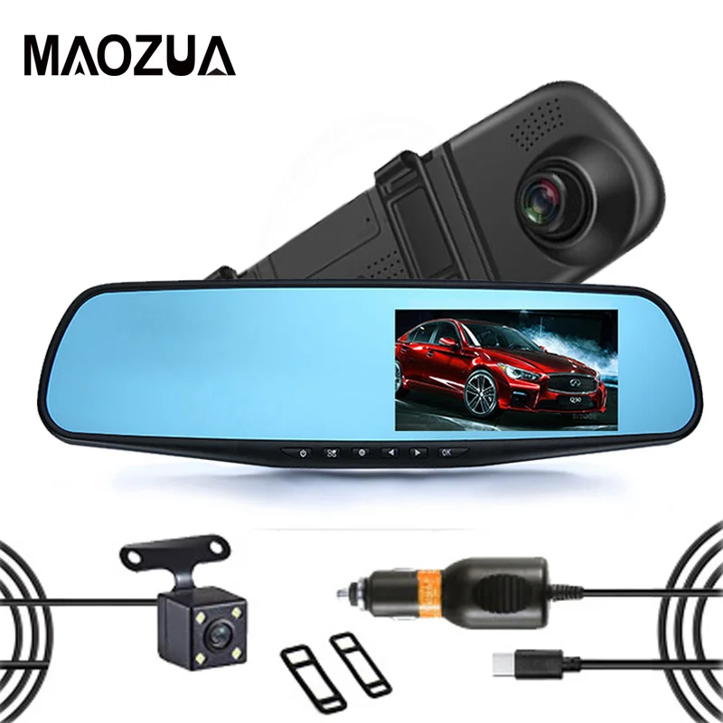

Maozua FHD 1080P Dash Cam Car Dvr Camera Auto 4.3 Inch Rearview Mirror Digital Video Recorder Dual Lens Registrator Camcorder