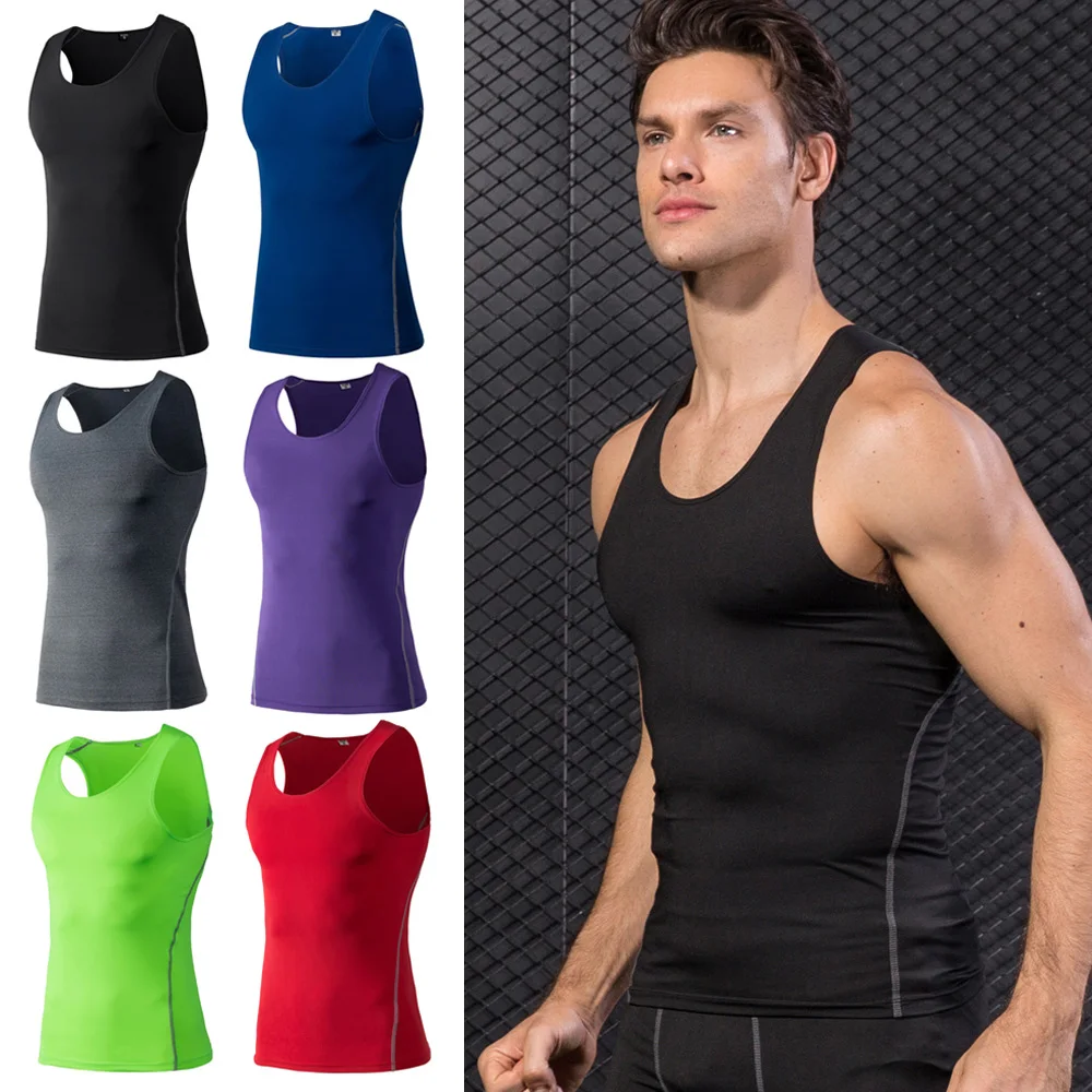 Men Sports Tank Tops Running Fitness Basic Solid Quick Dry Vest